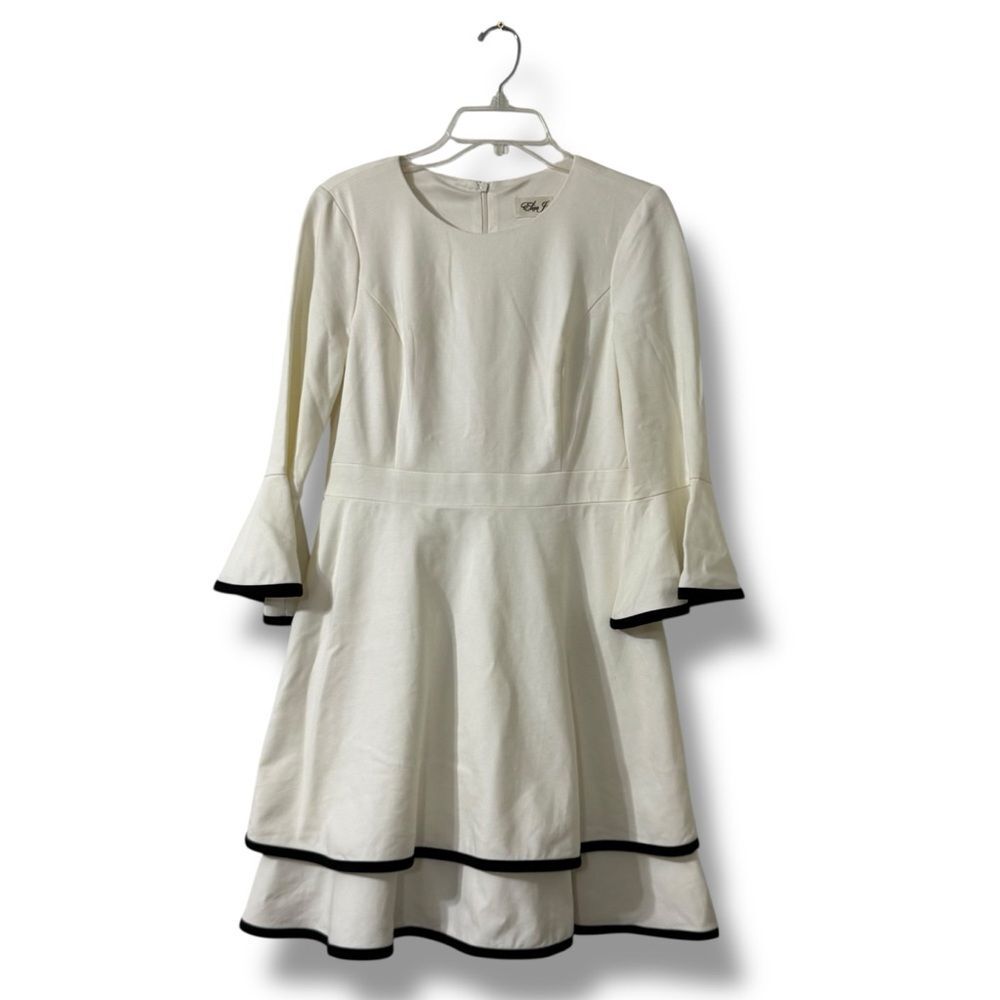 Eliza J Ivory Fit Flare Dress 10 Bell Sleeve Bridal Shower Event Elegant